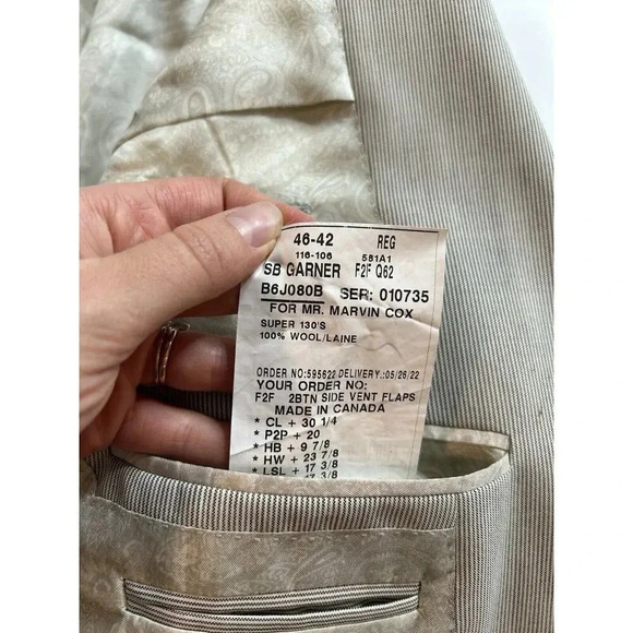 Samuelsohn Sport Coat Men’s 42 Reg Gray Striped 100% Wool Blazer Jacket - Picture 8 of 8